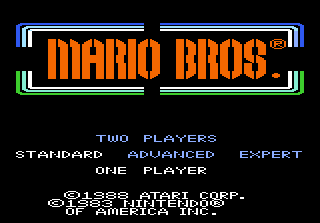 Mario Bros. title screen for Atari 7800
